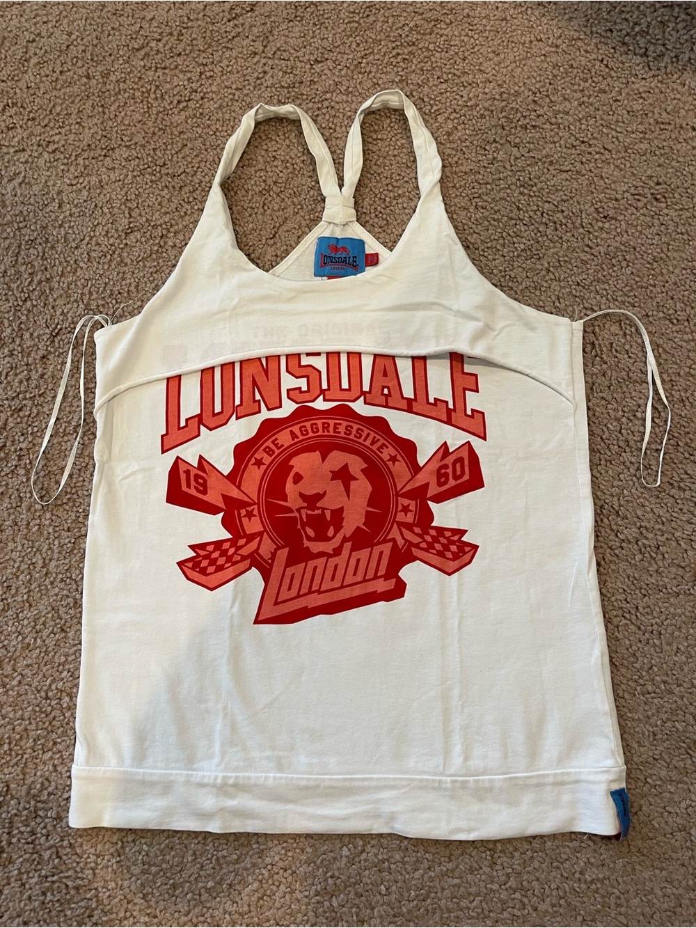 Vintage 1990's LONSDALE London White Racerback Tank Top